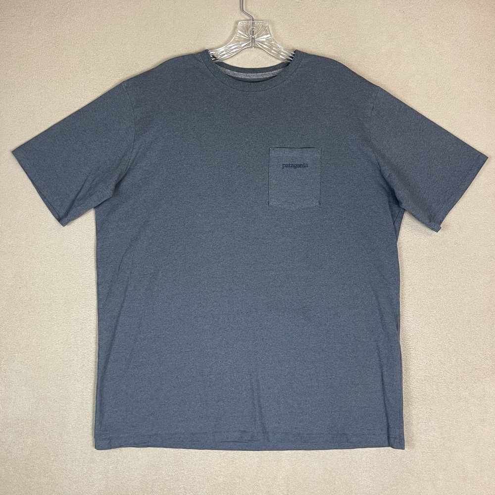 Patagonia T-Shirt Mens L Responsibili-Tee Plume Grey Pocket Graphic EUC